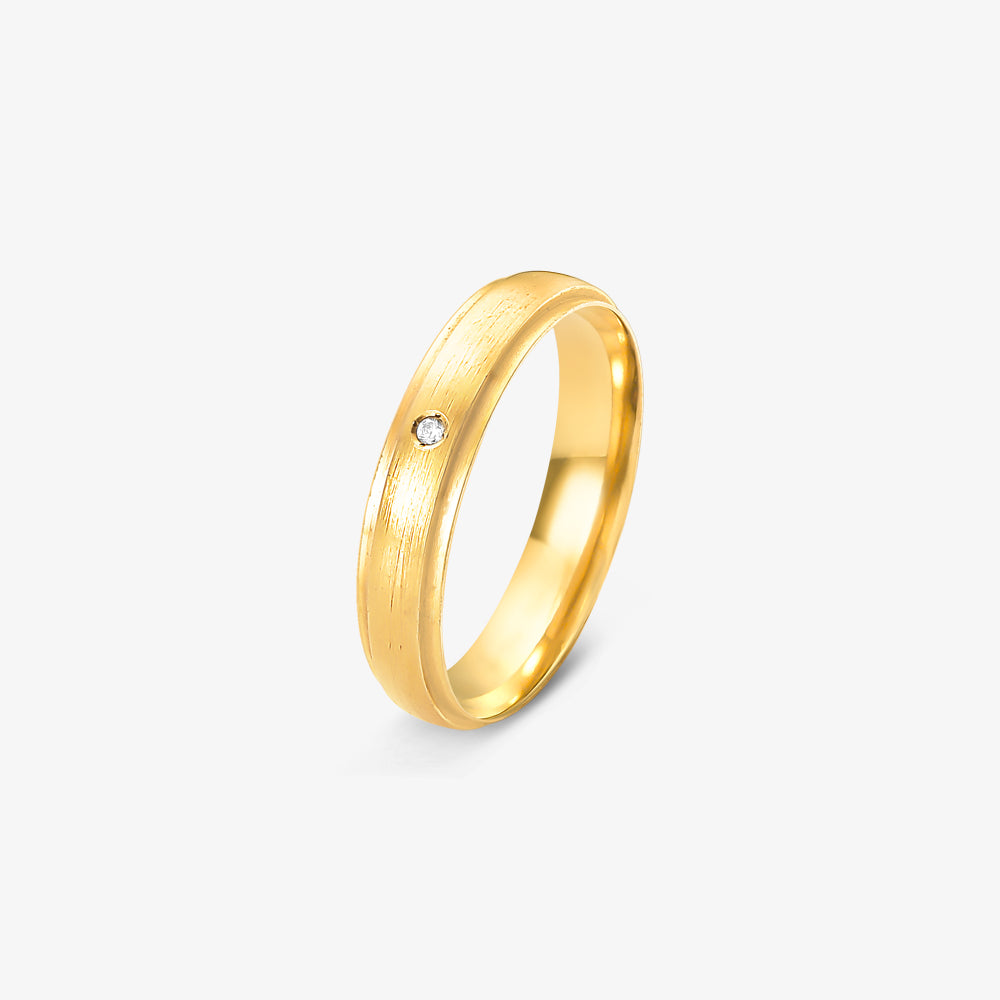 Aliança Luz Comfort com Pedras em Ouro Amarelo 18K, 4,10mm