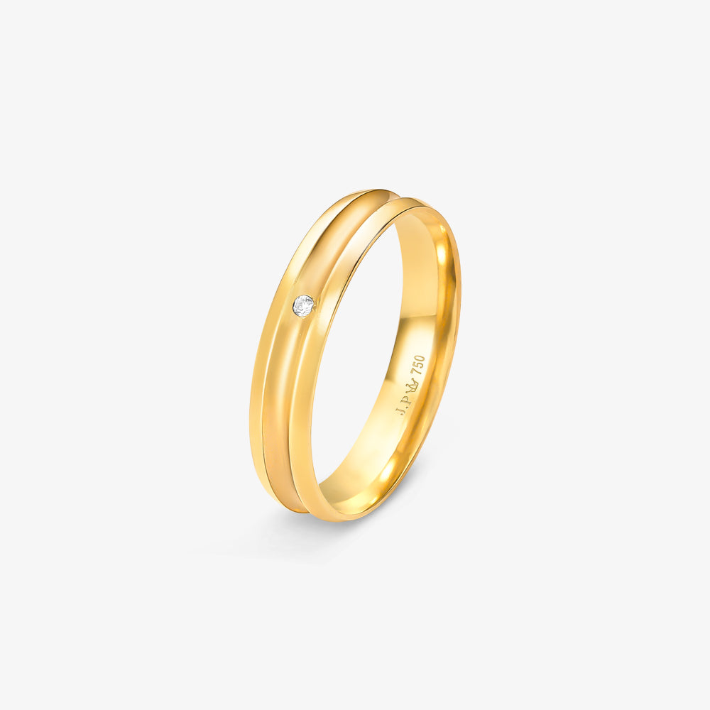 Aliança Solara Comfort com Pedras em Ouro Amarelo 18K, 4mm