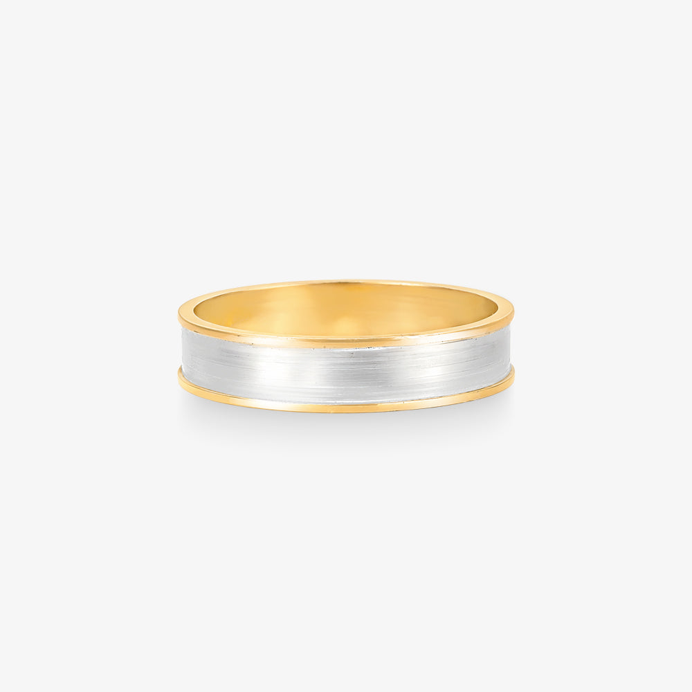 Aliança Line Reta com Ródio em Ouro Amarelo 18K, 4,40mm