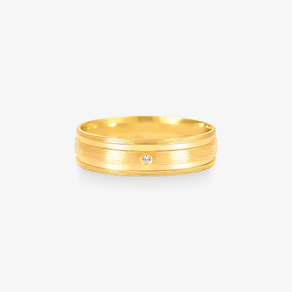 Aliança V Comfort com Pedras em Ouro Amarelo 18K, 5mm