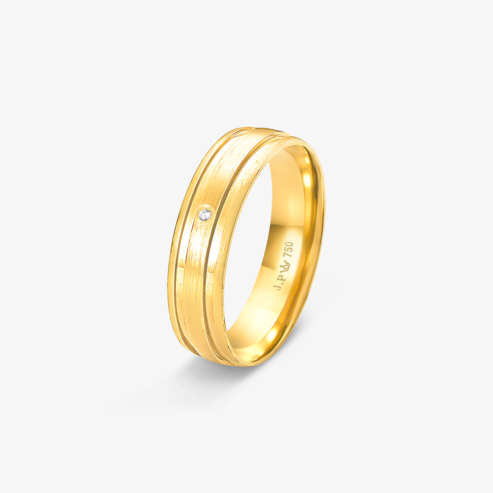 Aliança V Comfort com Pedras em Ouro Amarelo 18K, 5mm