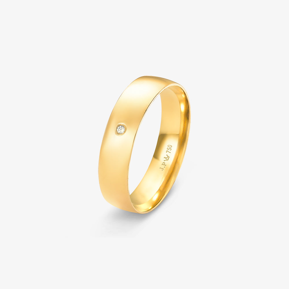 Aliança Nova Comfort com Pedras em Ouro Amarelo 18K, 4,70mm