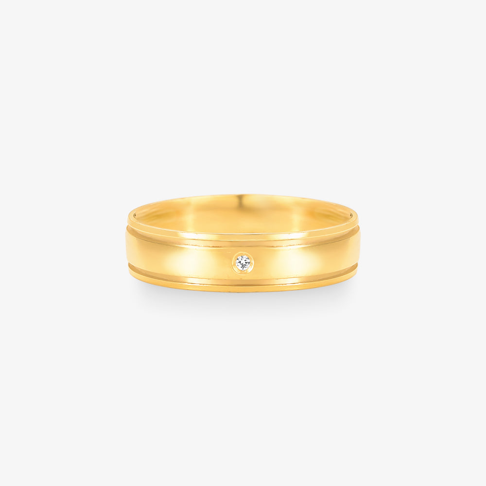 Aliança Star Comfort com Pedras em Ouro Amarelo 18K, 4,80mm