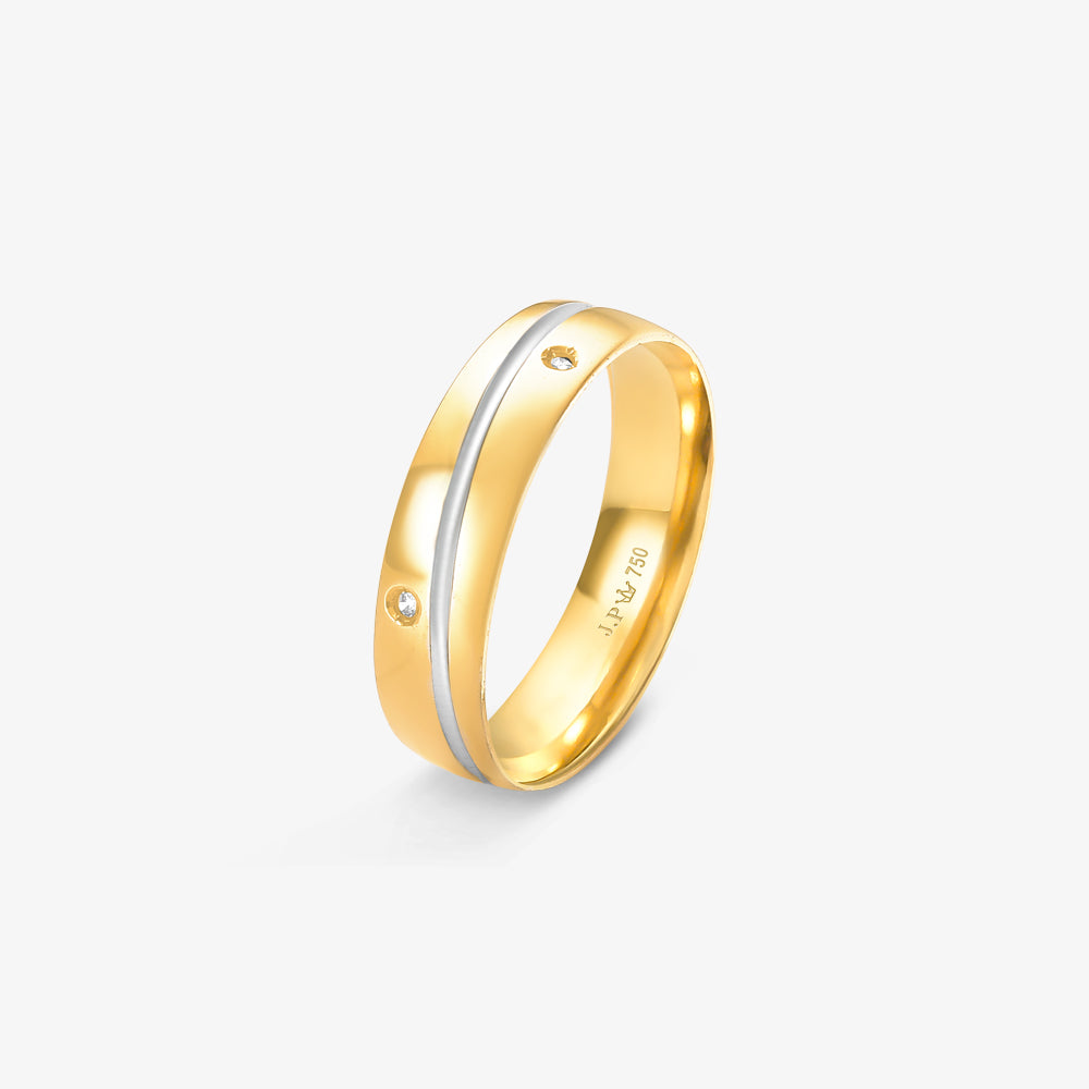 Aliança Aurora Reta com Pedras em Ouro Amarelo 18K, 4,90mm
